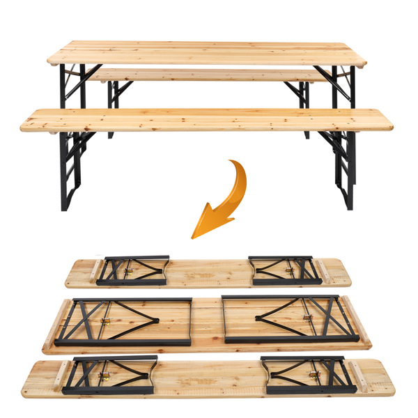 【Replace 28819587】Picnic Combo 3PCS Set, 5.8FT Wood Table and Bench Set