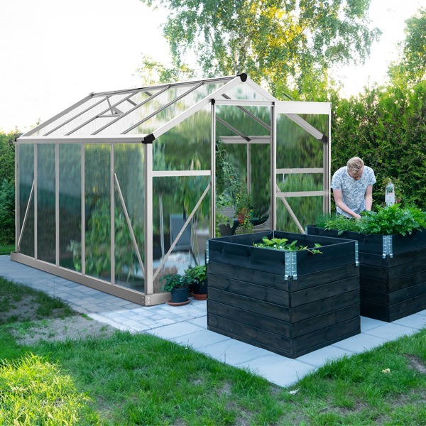 6x10ft Hybrid Polycarbonate Greenhouse Silver