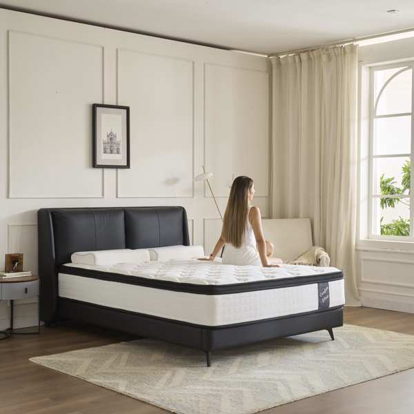 (Full)12 inch memory sponge bamboo fiber fabric high-quality mattress,Individual Pocket Spring+ memory Foam + Airflow Foam + High density Foam(Prohibited temu, no shipments on weekends)