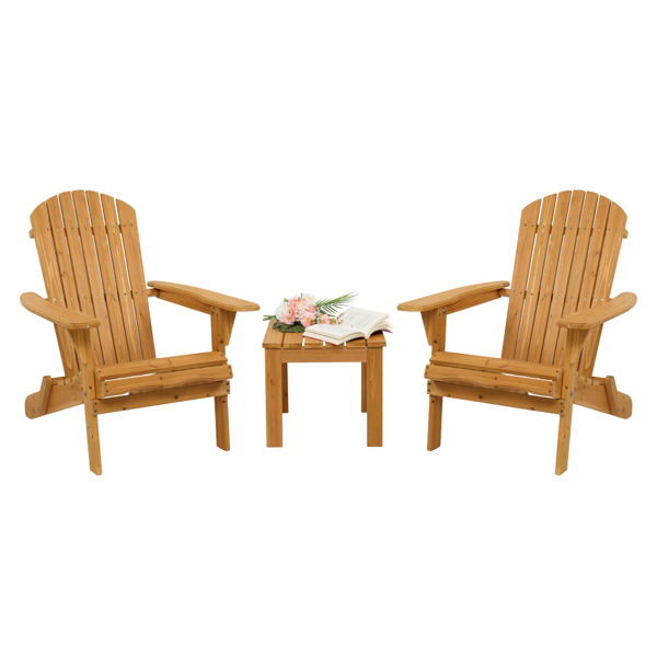 【Replace 57738306】Folding Wooden Adirondack Lounger Chair with Natural Finish