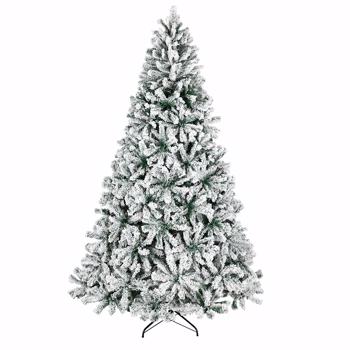 6 FT Unlit Snow Flocked Hinged Artificial Christmas Pine Tree Full 1050 Tips Branch w/Sturdy Metal Stand for Holiday Xmas Indoor and Outdoor Decoration