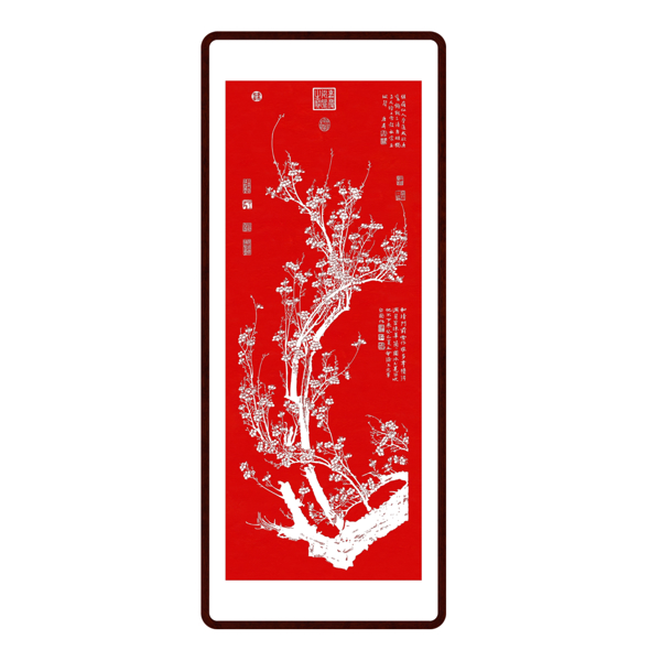 Plum Blossom Painting Handmade Tayin Energy Painting Size 45.2X17.7 inch (115X45cm)