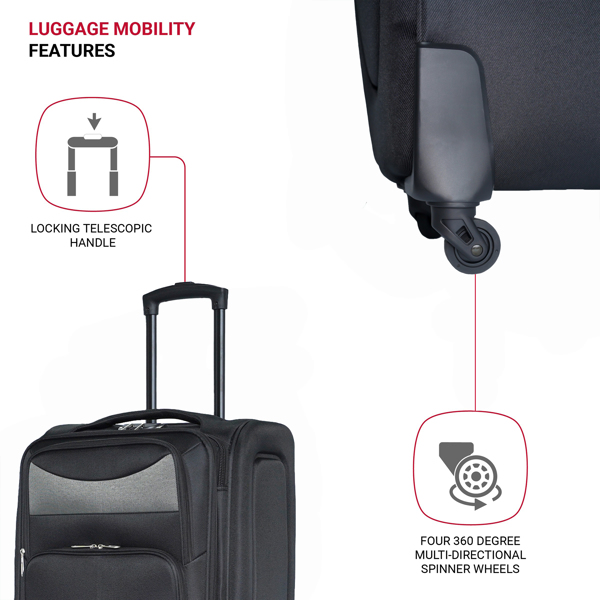 20 inch suitcase black