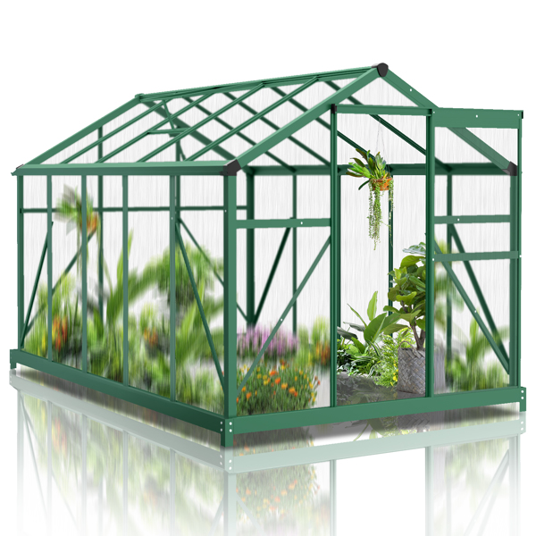 6x10ft Hybrid Polycarbonate Greenhouse Green