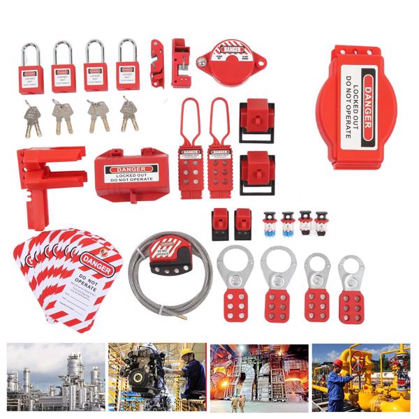 47 Pieces Lockout Tagout Kit Industrial Equipment Safe Locks Electrical Security Padlocks Combination Set