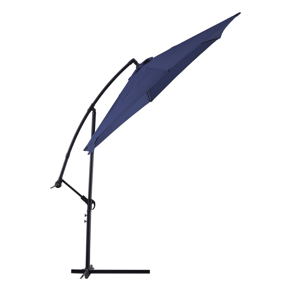 10ft Cantilever Patio Umbrella, Offset Hanging Outdoor Table Umbrella with Tilt Crank, 6 Sturdy Ribs, UV 50+ Protection Sun Shade for Market, Garden, Backyard & Pool Blue