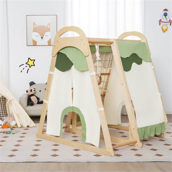 6-in-1 Wooden Kids Jungle Gym Playset