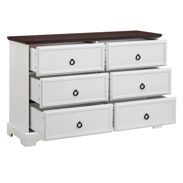 Modern Farmhouse 6-Drawer Chest of Drawers for Bedroom, Wooden Bedroom Drawer Dresser with 6 Storage Drawers,6 Drawer Dresser Chests for Bedroom White