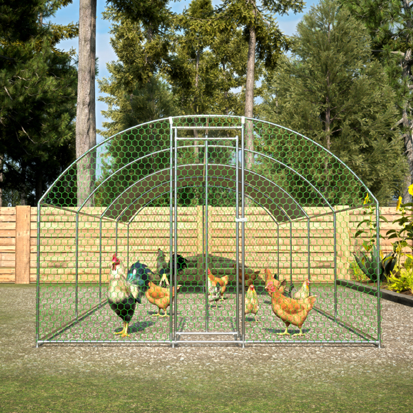 26'x9'x6'Large Metal Chicken Coop,Walk-in Poultry Cage,Chicken Run with Waterproof Cover,Outdoor Backyard Farm,Chicken Rabbits Duck Run Pen,Easy to Assemble And Clean