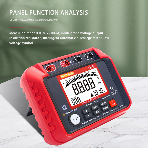 The megohmmeter comes standard with a high-precision insulation resistance tester