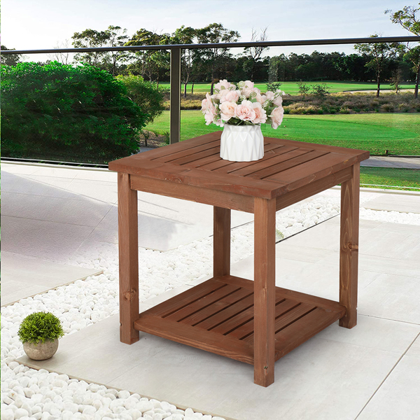 Square Wood Side Table Carbonized Color