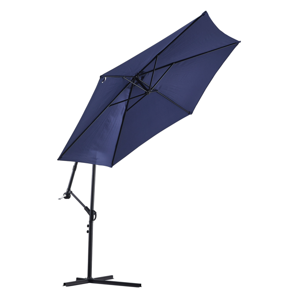 10ft Cantilever Patio Umbrella, Offset Hanging Outdoor Table Umbrella with Tilt Crank, 6 Sturdy Ribs, UV 50+ Protection Sun Shade for Market, Garden, Backyard & Pool Blue