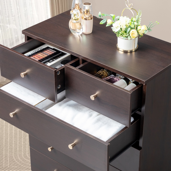 Modern Simple 5-Drawer Dresser Brown