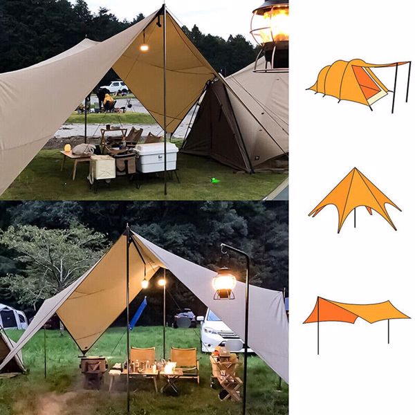 2x200cm Tent Poles Universal Telescopic Adjustable Steel Awning Canopy Tarp Pole