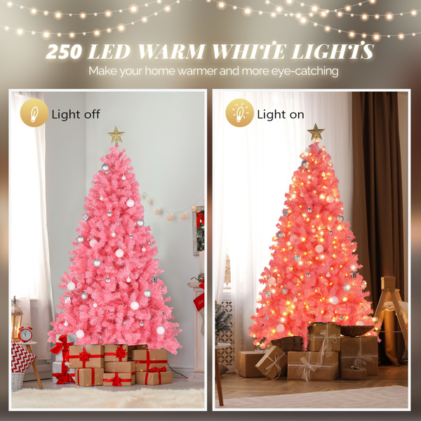 6ft 250 Lights PVC Material 900 Branches Automatic Tree Structure Warm White Two-Color 8 Modes With Remote Control Christmas Tree Black