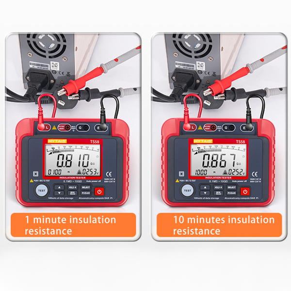 The megohmmeter comes standard with a high-precision insulation resistance tester