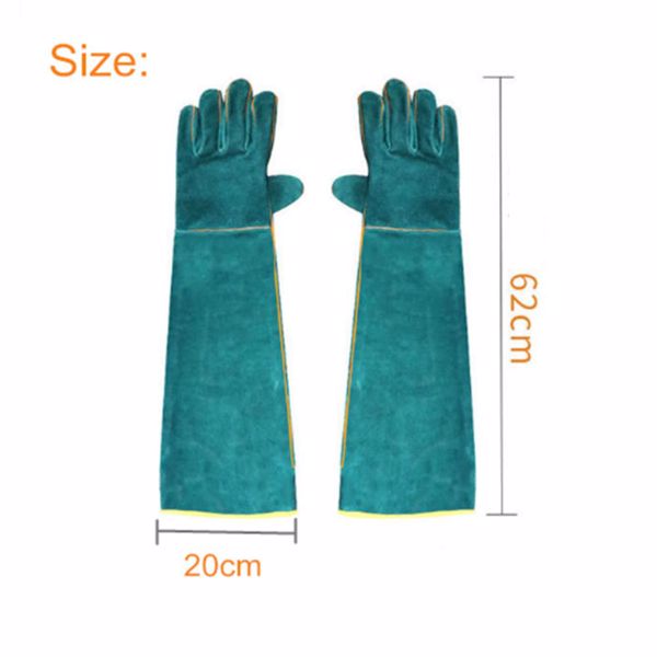 62CM Anti-Bite Pet Training Gloves Double LeatherReptile Protection Gloves