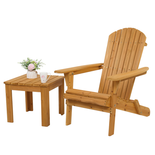 【Replace 57738306】Folding Wooden Adirondack Lounger Chair with Natural Finish