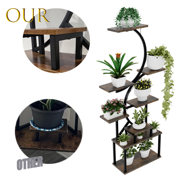 8-Tiered Indoor Plant Stand with 5 Grow Lights, 10-Level Stepless Dimming, Durable Thickened Metal Steel Pipe (0.8mm) for Living Room, Garden