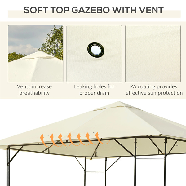 10' x 10' Outdoor Gazebo,Cream White Canopy Shelter