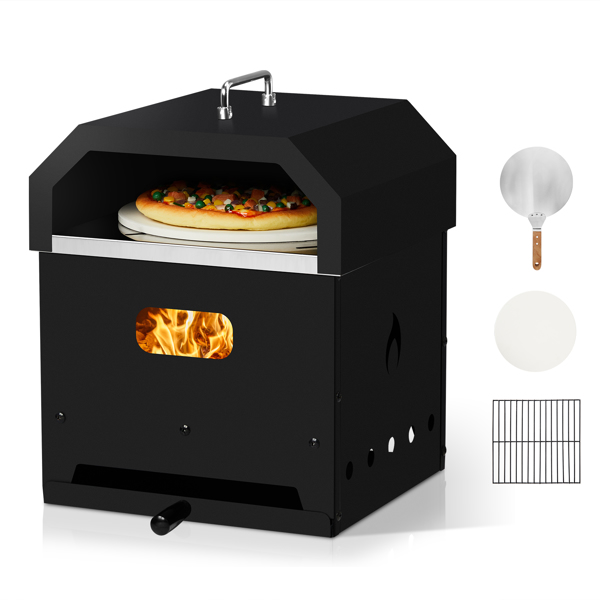 Outdoor Pizza Oven 4 in 1 Wood Fired 2-Layer Detachable Outside Ovens with Pizza Stone, Cooking Grill Grate