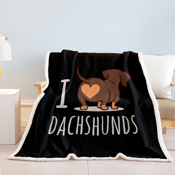 Dachshund Lovers Sherpa Blanket Cute Dachshund Animal Fleece Reversible Blanket Wiener Sausage Dog 3D Printed Reversible Bed or Couch Throw 50*60 Inches