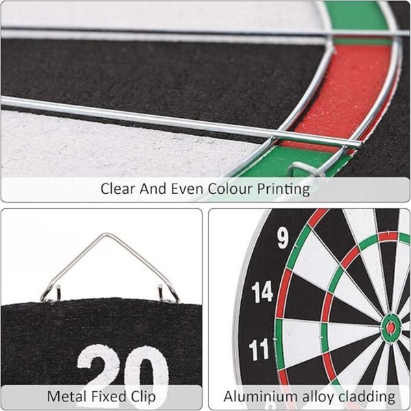 FULL SIZE 17" DARTBOARD SET 6 DARTS FUN FAMILY DART BOARD GAME ADULTS KIDS XMAS