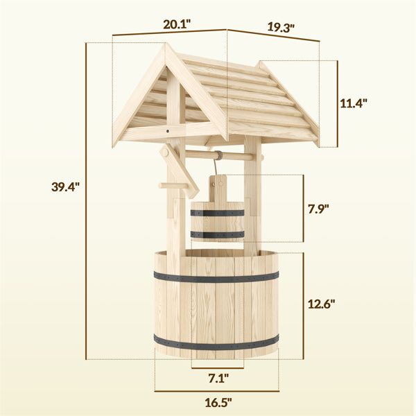 Garden Bed、 Wooden Wishing Well 