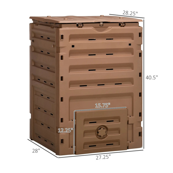 450L Garden Compost Bin with 2 Sliding Doors, Brown