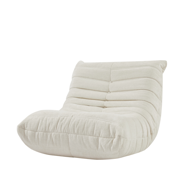 Fireside Chair, Lazy Floor Sofa, Bean Bag Couches, Modern Armless Lounge Chair for Living Room, Apartment, Bedroom, Salon Office (Chenille, White)