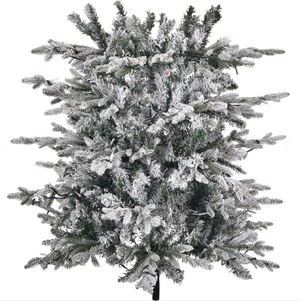 6 FT Snow Flocked Pre-lit Artificial Christmas Tree with Metal Pot Stand, Hinged Xmas Fir Tree with 250 Lights, 709 Branch Tips and Remote Control for Holiday Party Office Home, Snowy Green