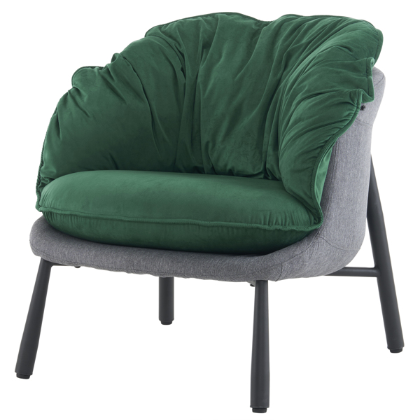 Velvet Accent Chair Barrel Chair with Metal Legs Modern Comfy Armchair Accent Reading Chair for Living Room, Bedroom, Study Room, Home Office Green