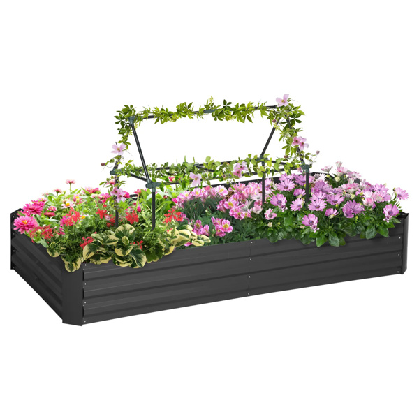 6' x 3' Raised Garden Bed with Support Rod, Black Planter Box