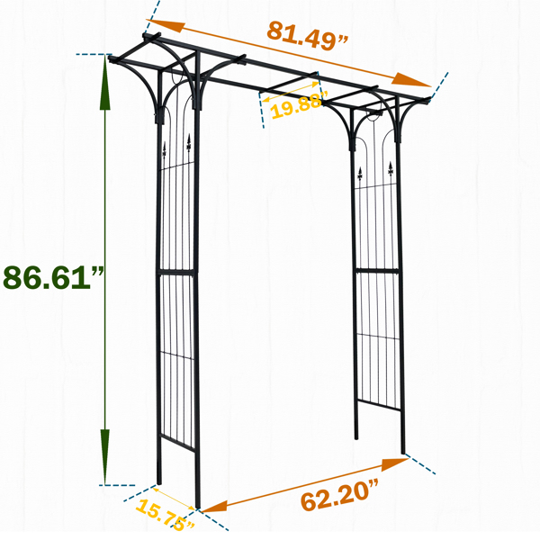 Metal Garden Arch Garden Arbor Trellis Climbing Plants Support  Arch Outdoor Arch Wedding Arch Party Events Archway Black