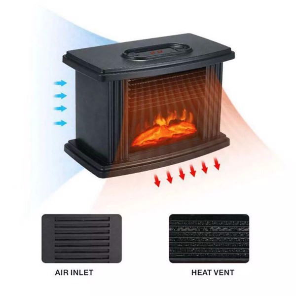 Portable Electric Fireplace Space Heater Heating Box 3D Flame Stove Log Burner