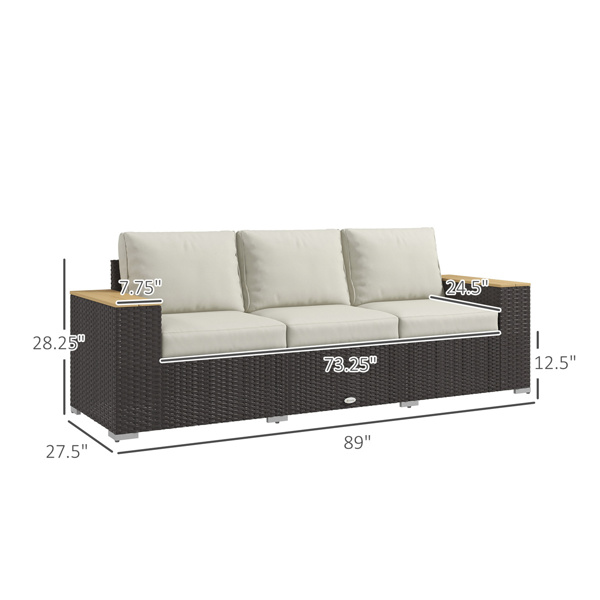 Rattan Three-Seat Sofa