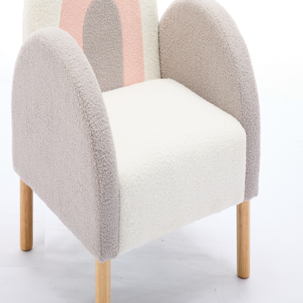 Chair Sofa, Toddler Fabric with Solid Wooden Frame,Rainbow Design