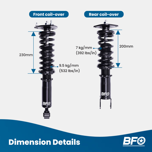 BFO Coilovers Shocks Springs Kit For INFINITI G37 Coupe / Sedan 08-13 RWD ONLY