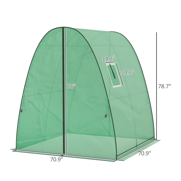 Greenhouse with 2 Doors 6' x 6' x 6.6', Green 