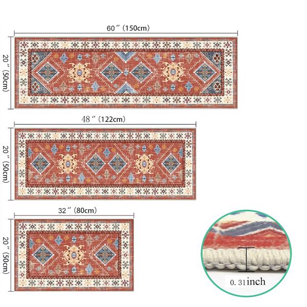 Kitchen Rug Sets 3 Piece with Runner Non Slip Kitchen Rugs and Mats Washable Kitchen Mats for Floor Thick Kitchen Floor Mat Carpet Runner Rugs for Hallway Laundry Holiday Decor