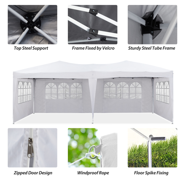 10×20 Party Tent Wedding Patio Gazebo,with 6 Removable Sidewalls & Carry Bag The Pop Up Canopy Tent, Anti-UV All Season Wind Waterproof Commercial Outdoor Wedding BBQ Events Party Tent