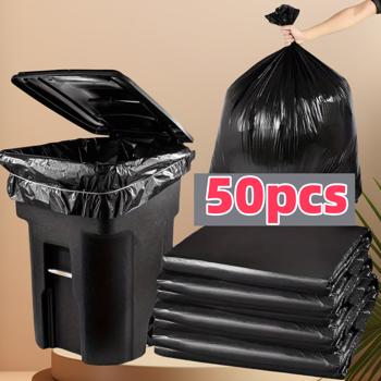 45 Gallon Trash Bags Heavy Duty, (50PCS) 1.9MIL Trash Bags Large Black Trash Bags 35in*39.4in Garbage Bags for Lawn, Leaf, and Commercial