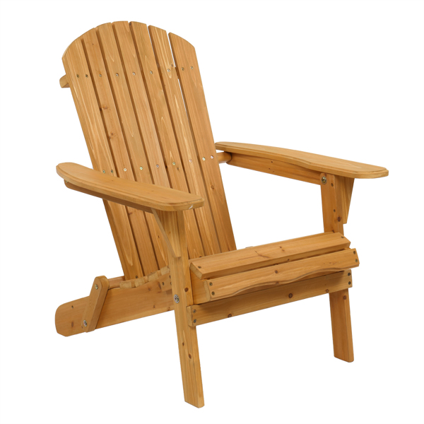 【Replace 57738306】Folding Wooden Adirondack Lounger Chair with Natural Finish