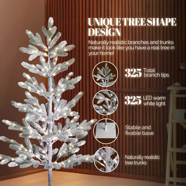 4ft Pine Tree Shape PE Material 48 Branches Green Flocking 325 Lights Warm White Two-color 8 Modes With Remote Control Indoor Tree Light  S101