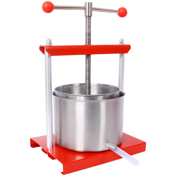 Fruit Wine Manual Press - 0.53 Gallon Stainless Steel Barrels Press Machine for Juice, Vegetable,Wine,Olive Oil