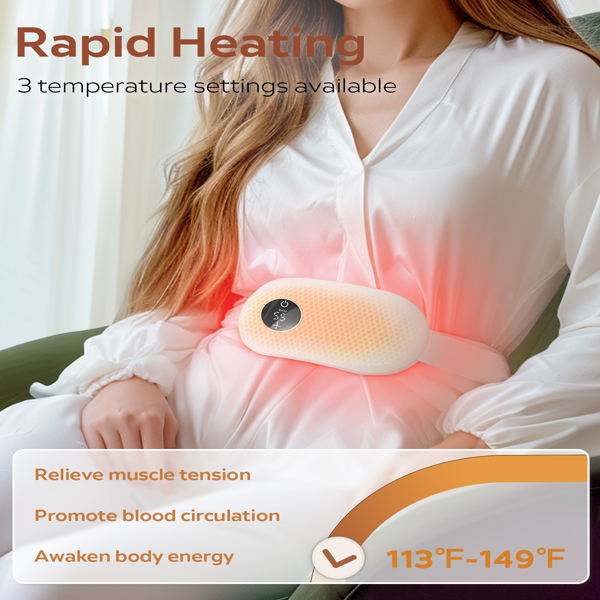 Portable heating pad, heating pad for period cramps, Fast Heating Pad，Wearable Heating Pads for Cramps with 3 Heat，back or tummy heating pad for women and girls (No shipments on weekends)