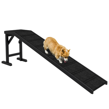 Dog Ramp for Bed, Pet Ramp for Dogs with Non-Slip Carpet and Top Platform, 74\\" x 16\\" x 25\\", Black