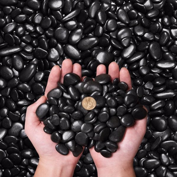 1 Set of 5lbs Bulk Bag of Small Black Pebbles - Decorative Aquarium Gravel, River Rocks for Outdoor Garden Paving, Indoor Plant Gravel, Perfect for Aquascaping, Landscaping, 1cm-3cm Size