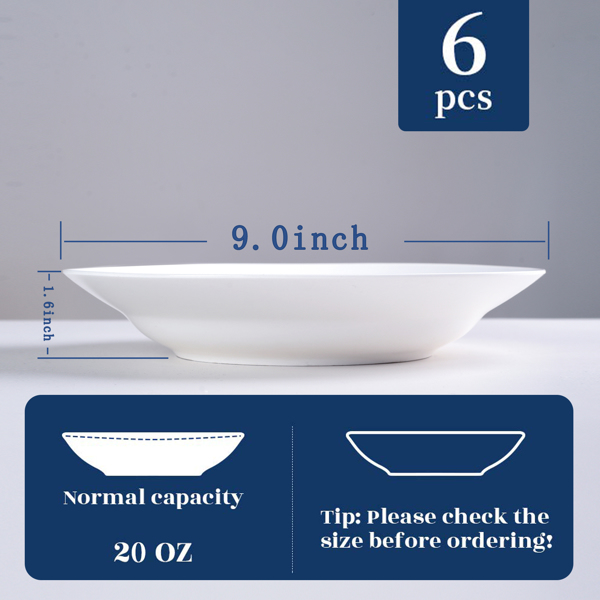 9寸纯白汤盘，餐盘6件装-15