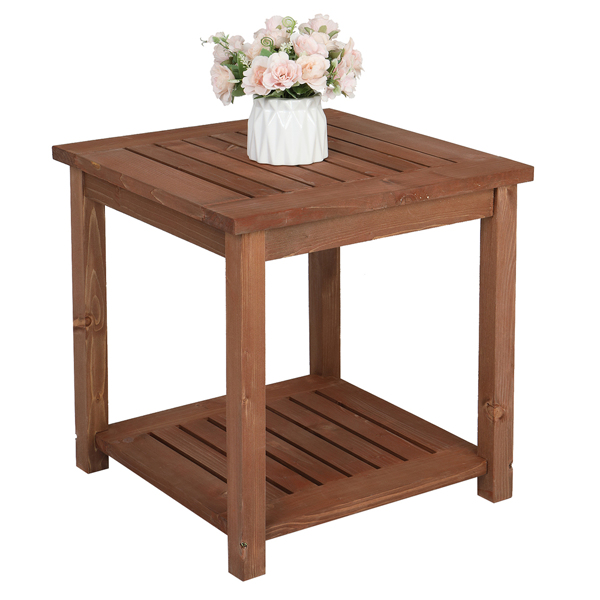 Square Wood Side Table Carbonized Color